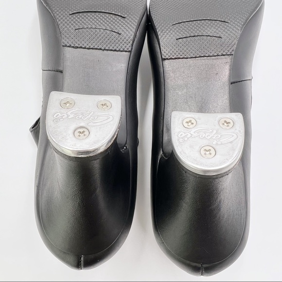 7.5W 7.5 WIDE Capezio 657 Manhattan Xtreme Black Leather Tap Dance Shoes Heels - Picture 12 of 14